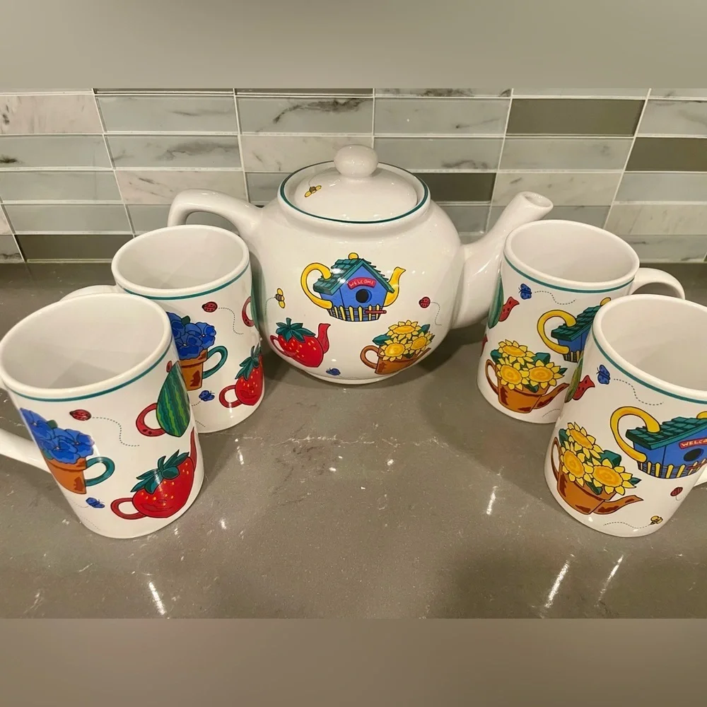 Vintage Garden Tea Party Set from Signature Floral Stoneware